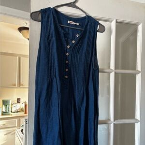 Blue Sleeveless Button-Down Dress, Faherty